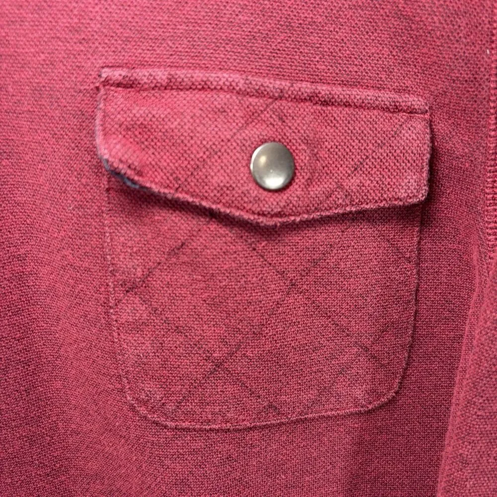 Banana Republic 1/4 Zip Pullover Sweater Mens Medium Red Snap Pockets Preppy